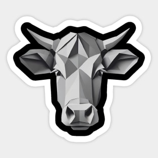 Cow head origami black and white Sticker